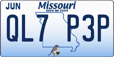MO license plate QL7P3P