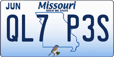 MO license plate QL7P3S