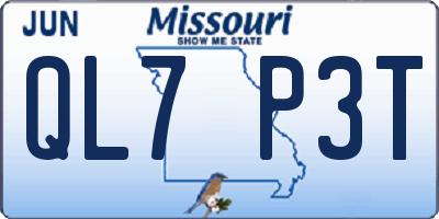 MO license plate QL7P3T