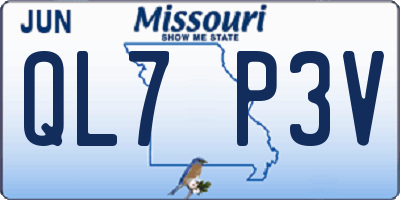 MO license plate QL7P3V