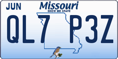 MO license plate QL7P3Z