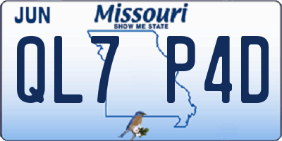MO license plate QL7P4D