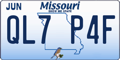MO license plate QL7P4F