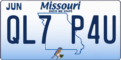 MO license plate QL7P4U