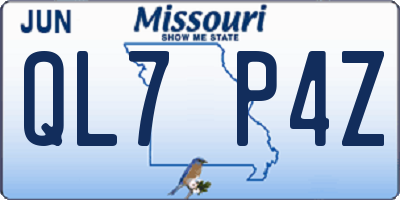 MO license plate QL7P4Z