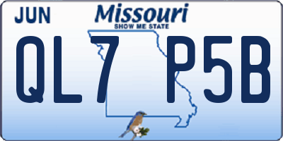 MO license plate QL7P5B