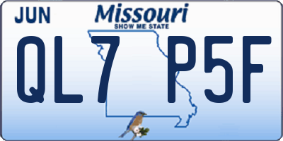 MO license plate QL7P5F