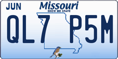 MO license plate QL7P5M