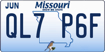 MO license plate QL7P6F