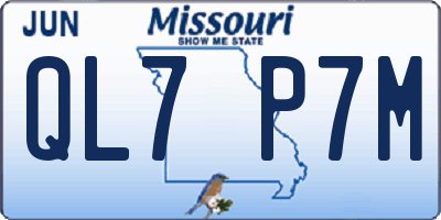 MO license plate QL7P7M