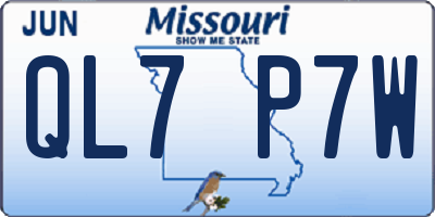 MO license plate QL7P7W