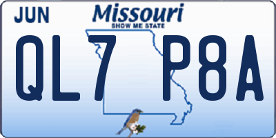 MO license plate QL7P8A
