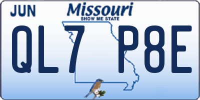 MO license plate QL7P8E