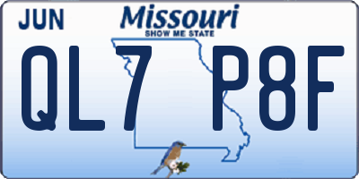 MO license plate QL7P8F