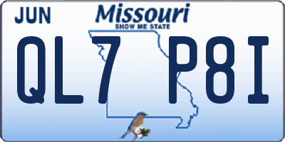 MO license plate QL7P8I