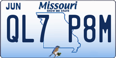 MO license plate QL7P8M