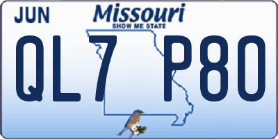 MO license plate QL7P8O