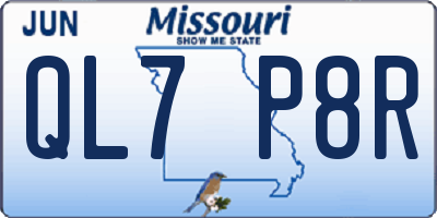 MO license plate QL7P8R