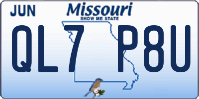 MO license plate QL7P8U