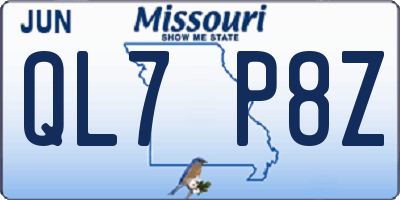 MO license plate QL7P8Z
