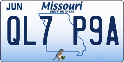 MO license plate QL7P9A