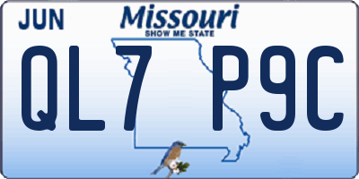 MO license plate QL7P9C