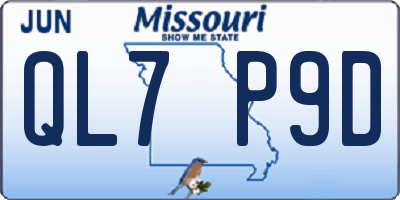 MO license plate QL7P9D