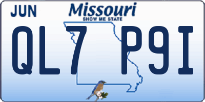 MO license plate QL7P9I