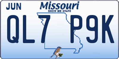 MO license plate QL7P9K