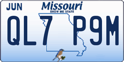 MO license plate QL7P9M
