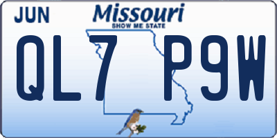 MO license plate QL7P9W