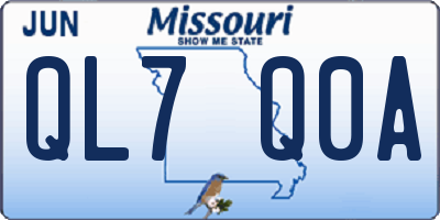 MO license plate QL7Q0A