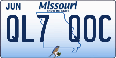 MO license plate QL7Q0C