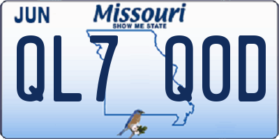 MO license plate QL7Q0D