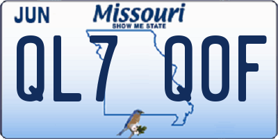MO license plate QL7Q0F