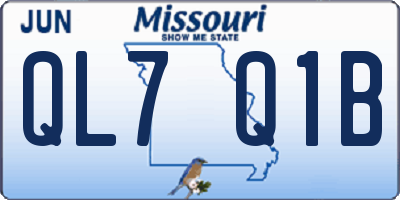MO license plate QL7Q1B