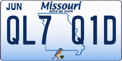 MO license plate QL7Q1D