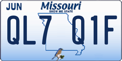 MO license plate QL7Q1F