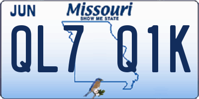 MO license plate QL7Q1K
