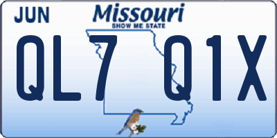 MO license plate QL7Q1X