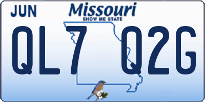 MO license plate QL7Q2G