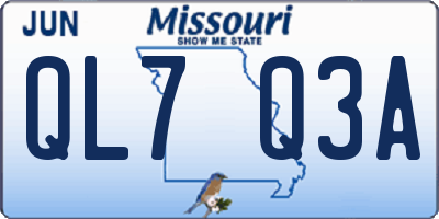 MO license plate QL7Q3A