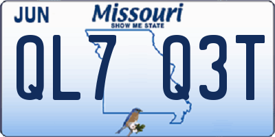 MO license plate QL7Q3T