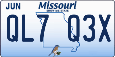 MO license plate QL7Q3X