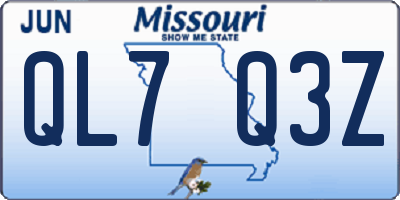 MO license plate QL7Q3Z