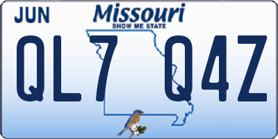 MO license plate QL7Q4Z