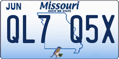 MO license plate QL7Q5X