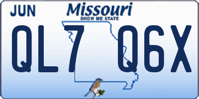 MO license plate QL7Q6X