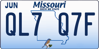 MO license plate QL7Q7F