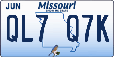 MO license plate QL7Q7K